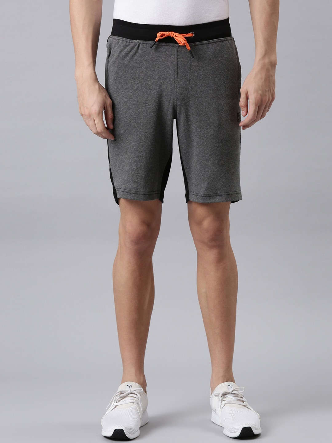 

FASO Men Charcoal Solid Sports Shorts