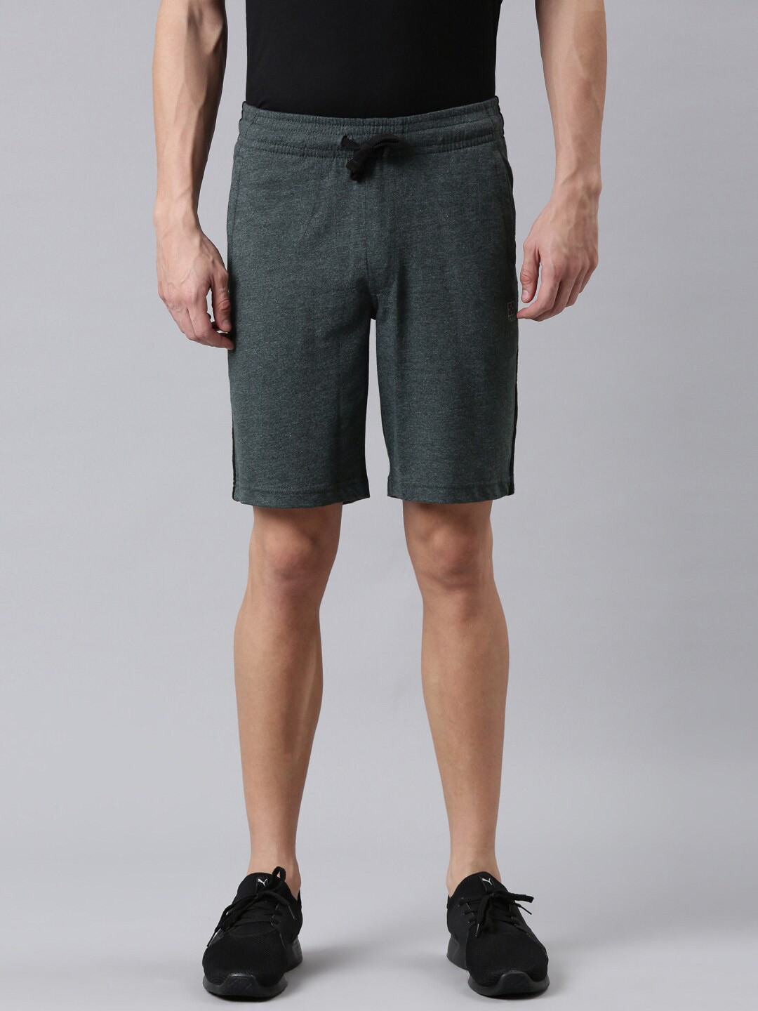

FASO Men Charcoal Solid Organic Cotton Regular Fit Sports Shorts