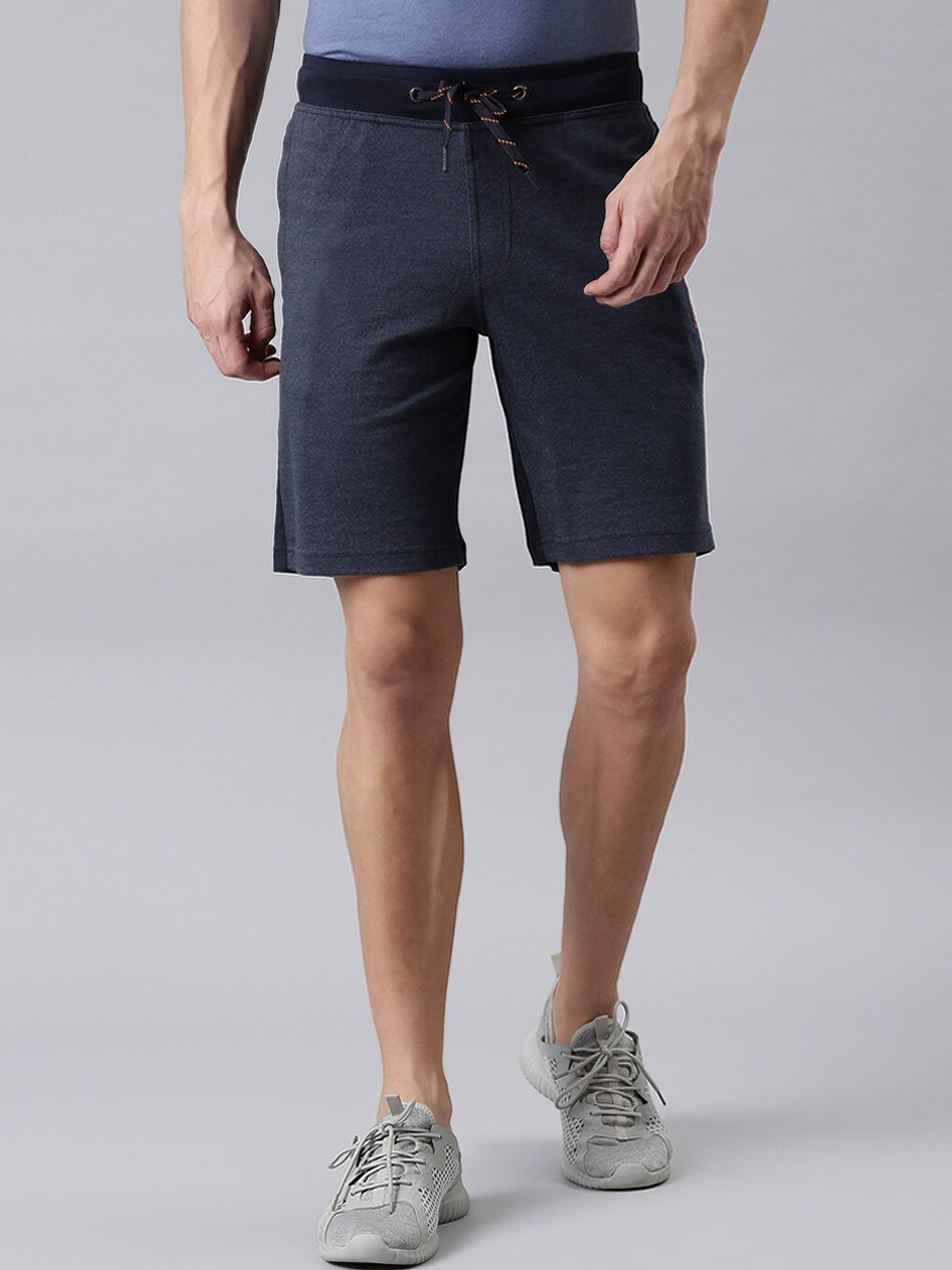 

FASO Men Blue Solid Cotton Regular Fit Sports Shorts