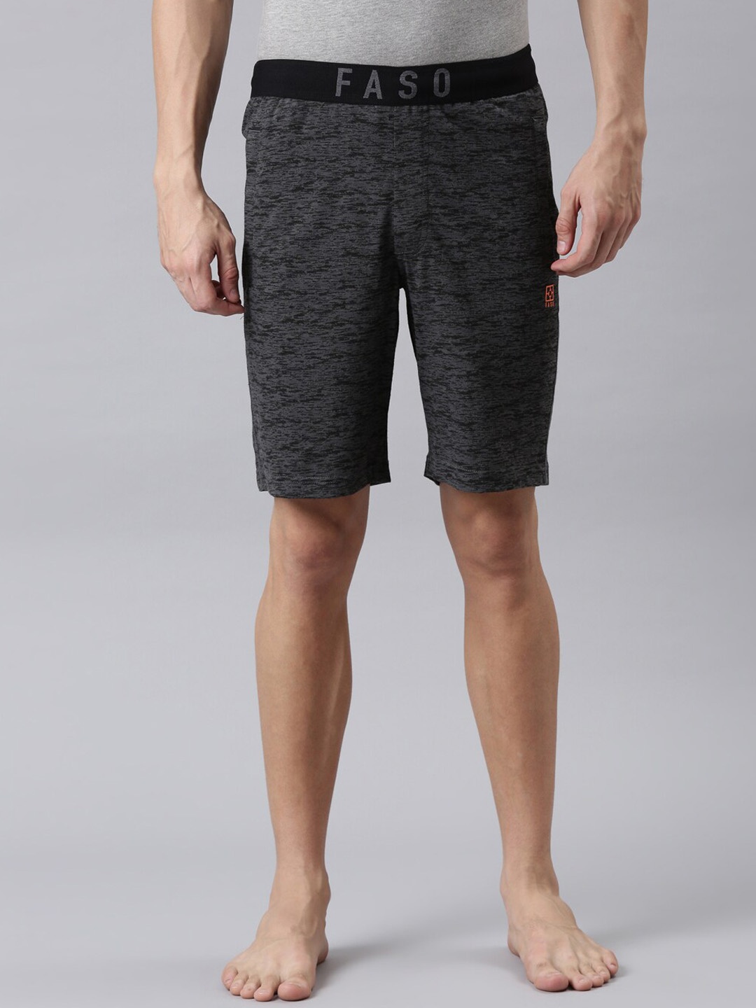 

FASO Men Charcoal Printed Lounge Shorts
