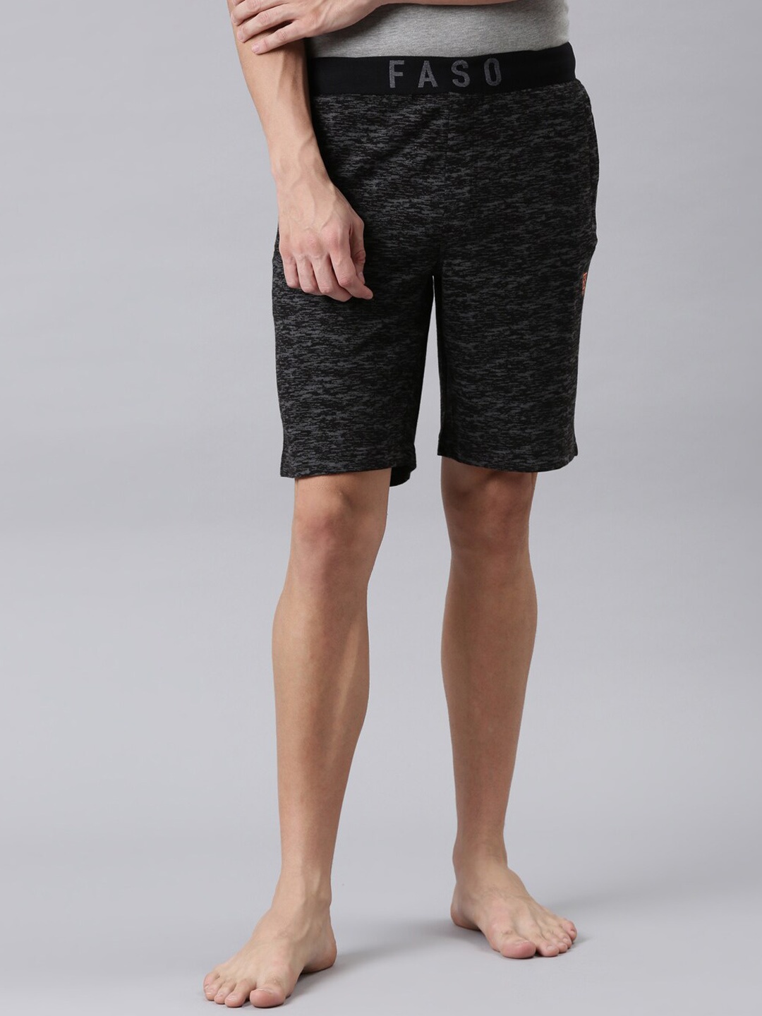 

FASO Men Black Printed Organic Cotton Lounge Shorts