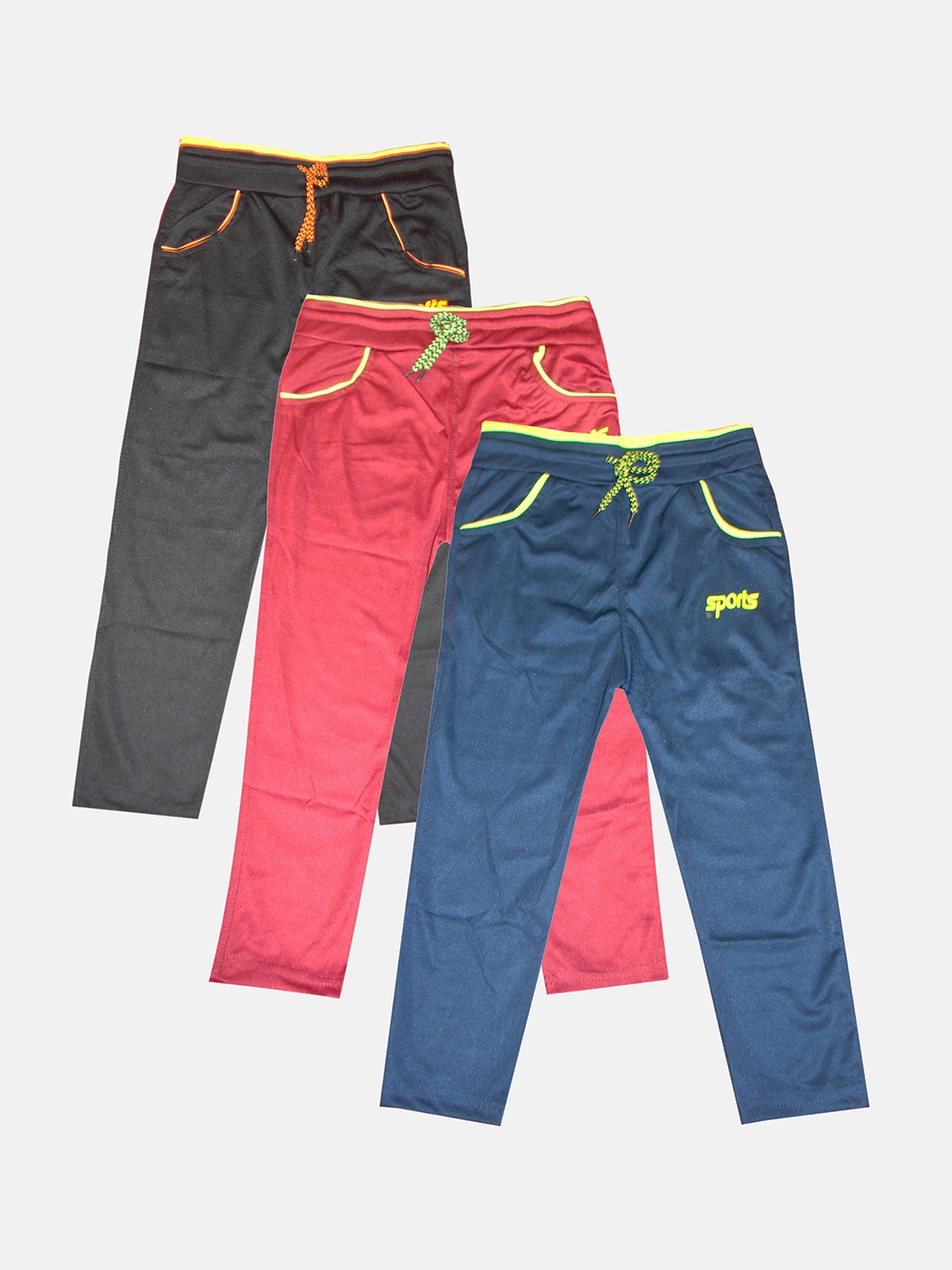 

KIFAYATI BAZAR Kids Pack of 3 Solid Cotton Track Pants, Blue