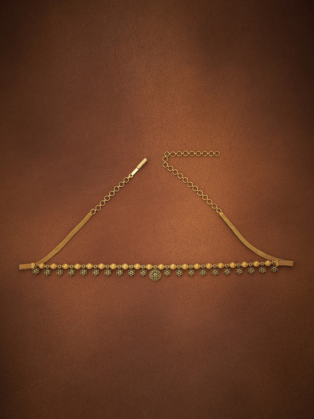 

Kushal's Fashion Jewellery Gold-Toned Green CZ Studded Kamarband