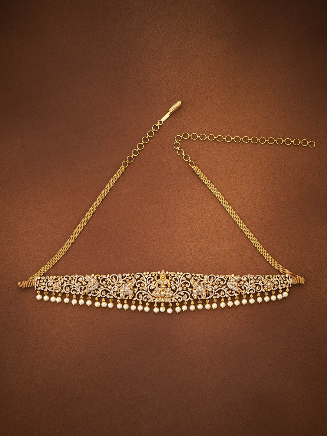 

Kushal's Fashion Jewellery Gold-Toned White CZ-Studded Kamarbandh