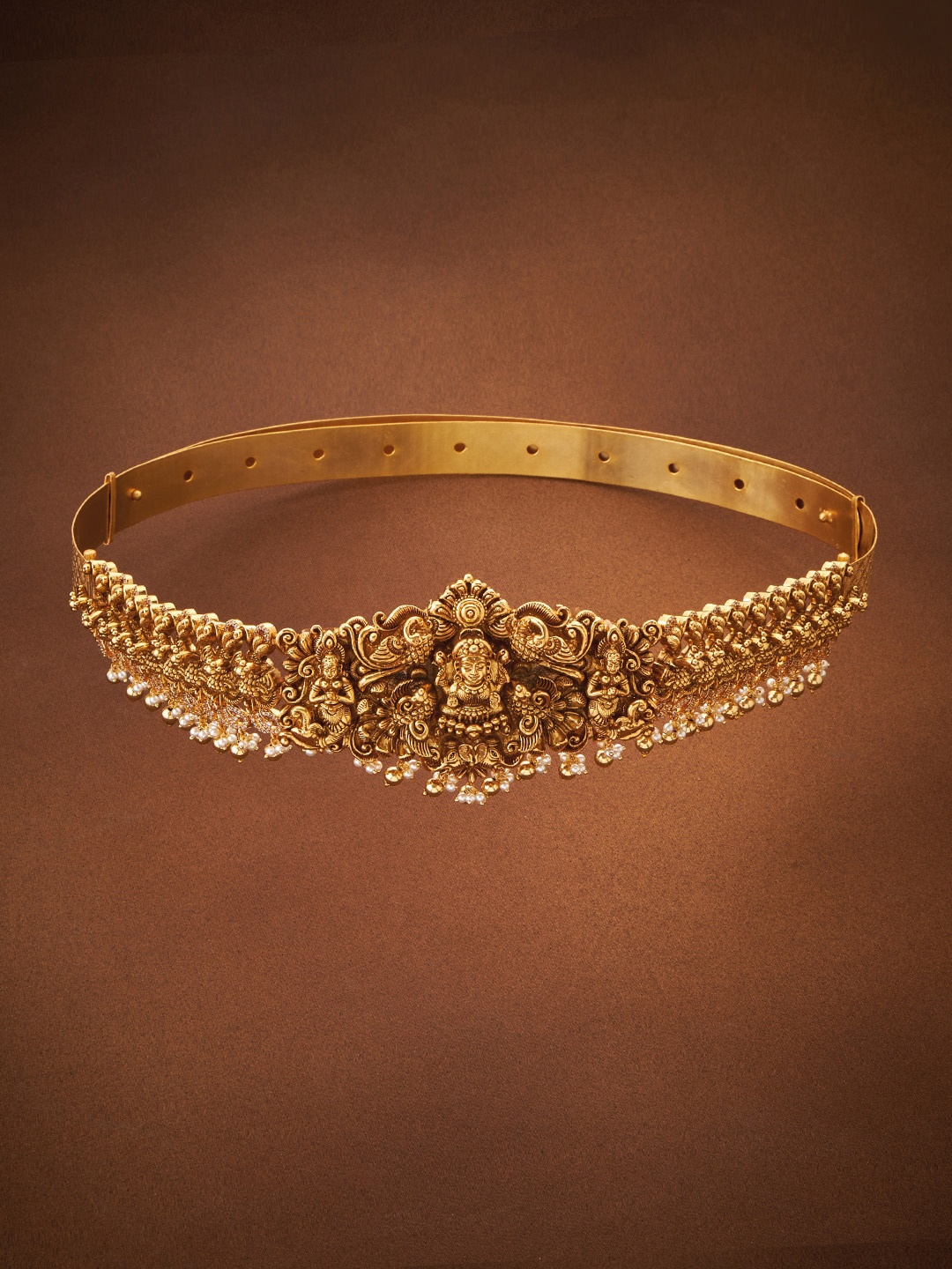 

Kushal's Fashion Jewellery Gold-Toned White Beaded Temple Bridal Waistbelt