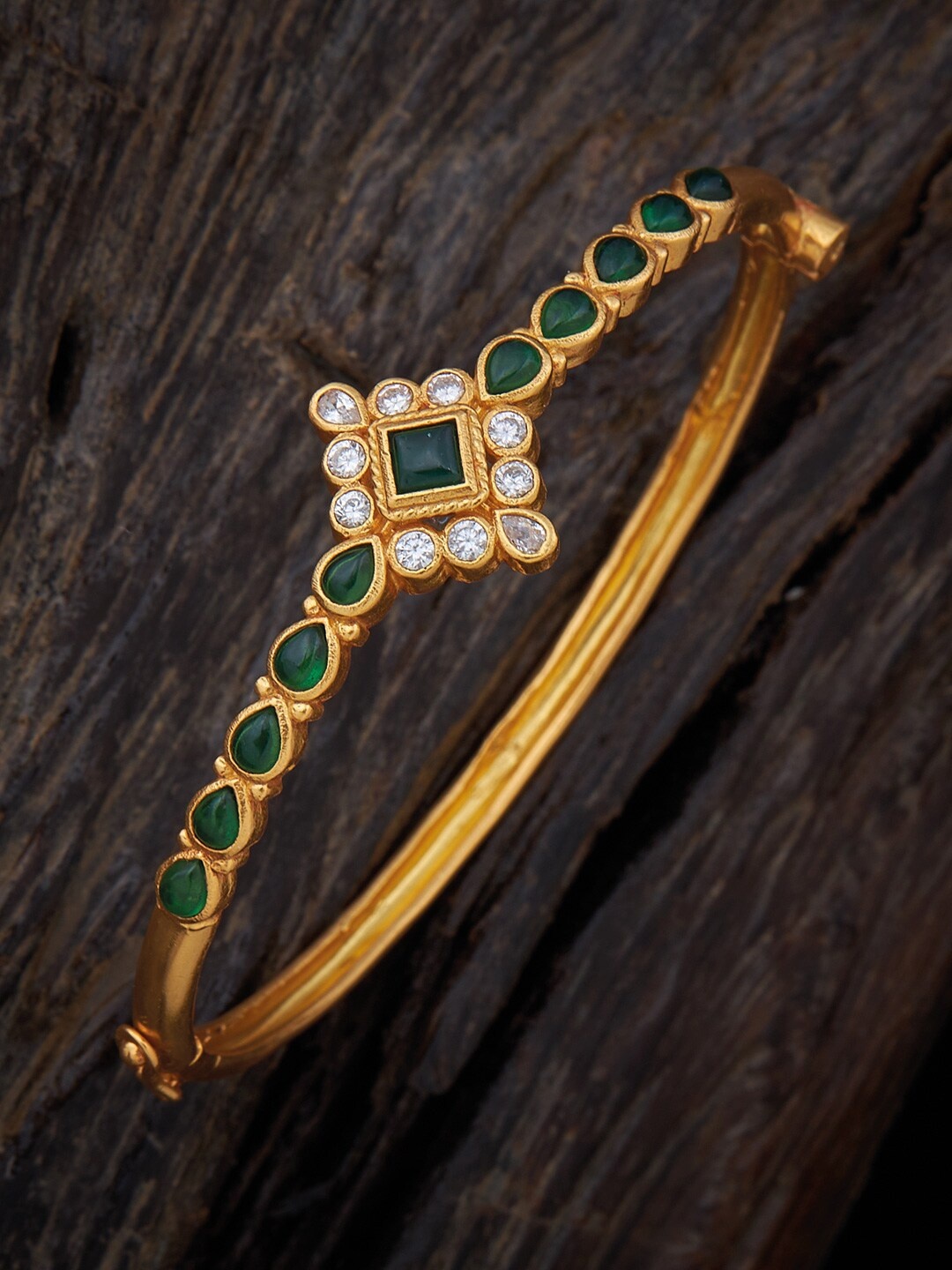 

Kushal's Fashion Jewellery Women Gold-Toned & White Silver Kada Bracelet