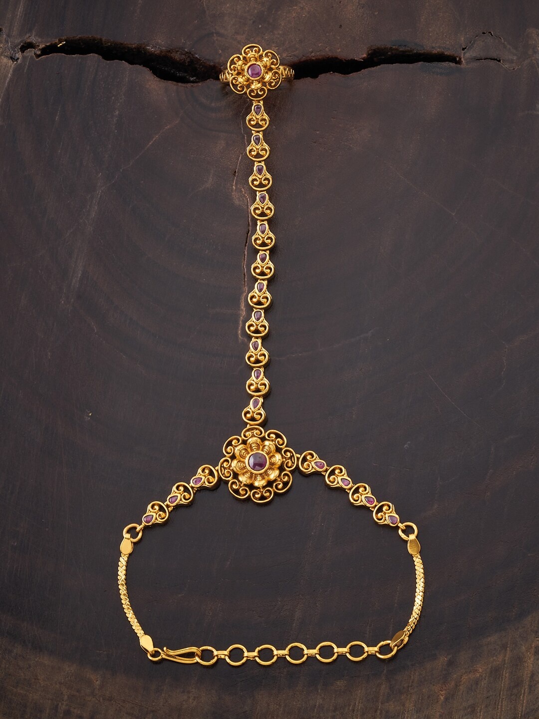 

Kushal's Fashion Jewellery Women Gold-Toned & Magenta Ring Bracelet