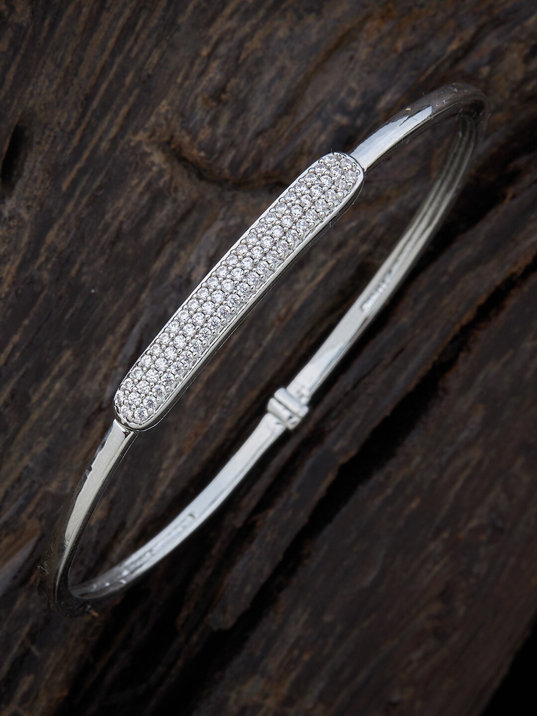

Kushal's Fashion Jewellery Women Silver & White Rhodium-Plated Kada Bracelet