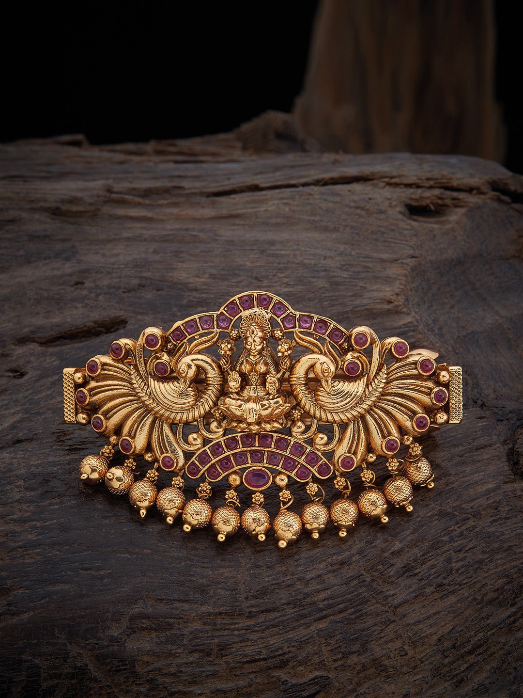 

Kushal's Fashion Jewellery Women Pink & Gold-Toned Embellished French Barrette