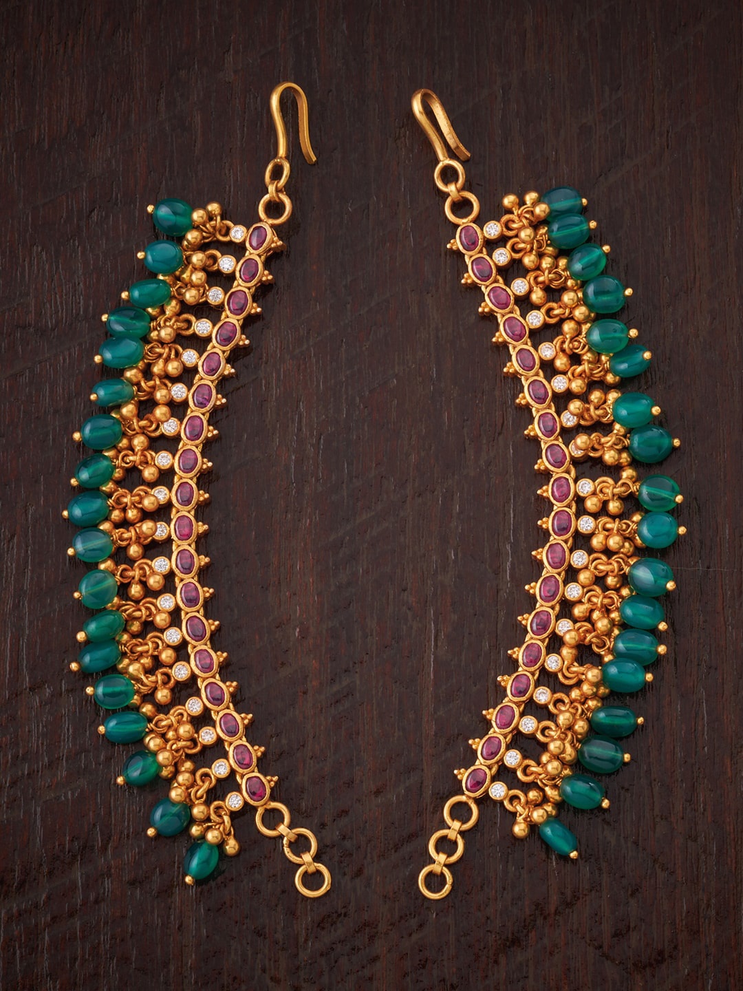 

Kushal's Fashion Jewellery Women Set of 2 Red & Green Embellished Hairstick