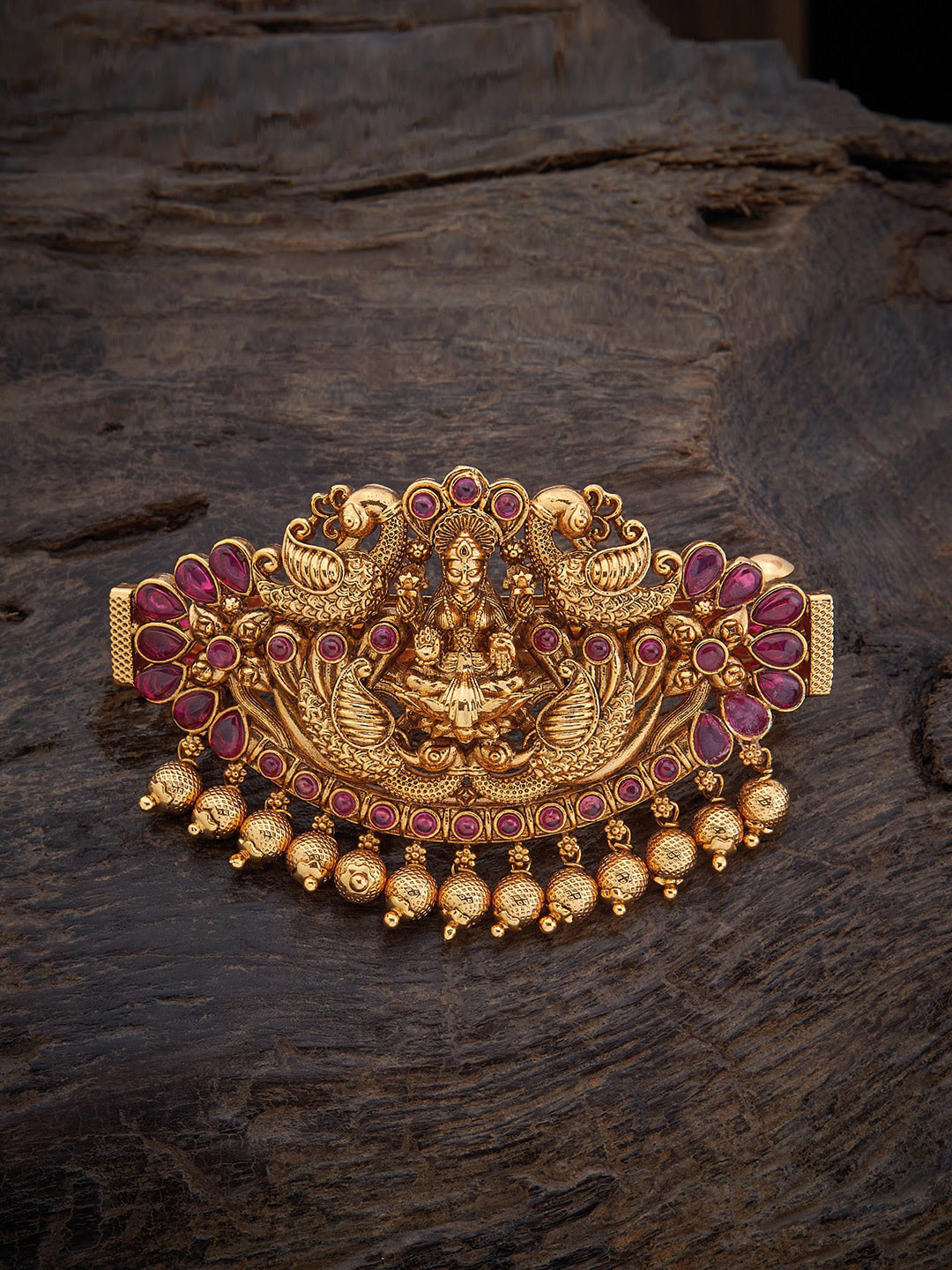 

Kushal's Fashion Jewellery Women Pink & Gold-Toned Embellished French Barrette