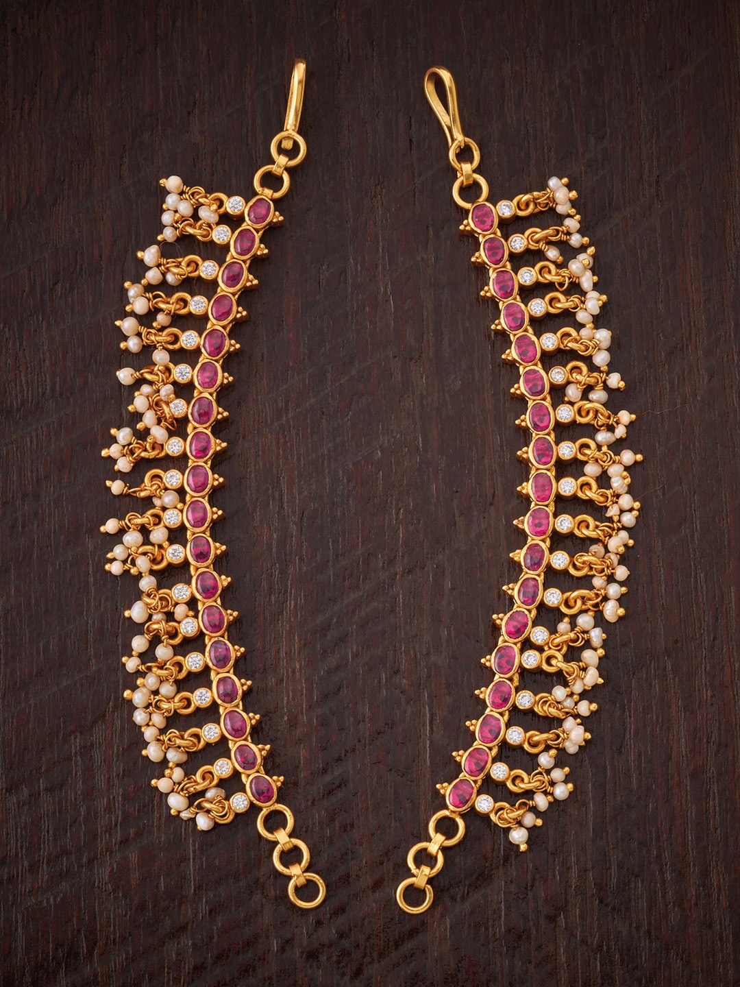

Kushal's Fashion Jewellery Women Set of 2 Pink & White Embellished Hairstick