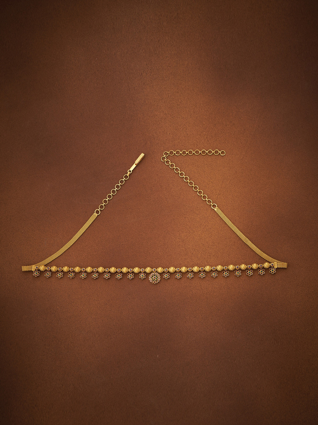 

Kushal's Fashion Jewellery Gold-Toned & Red CZ Stones-Studded Waist Chain Saree Accessories