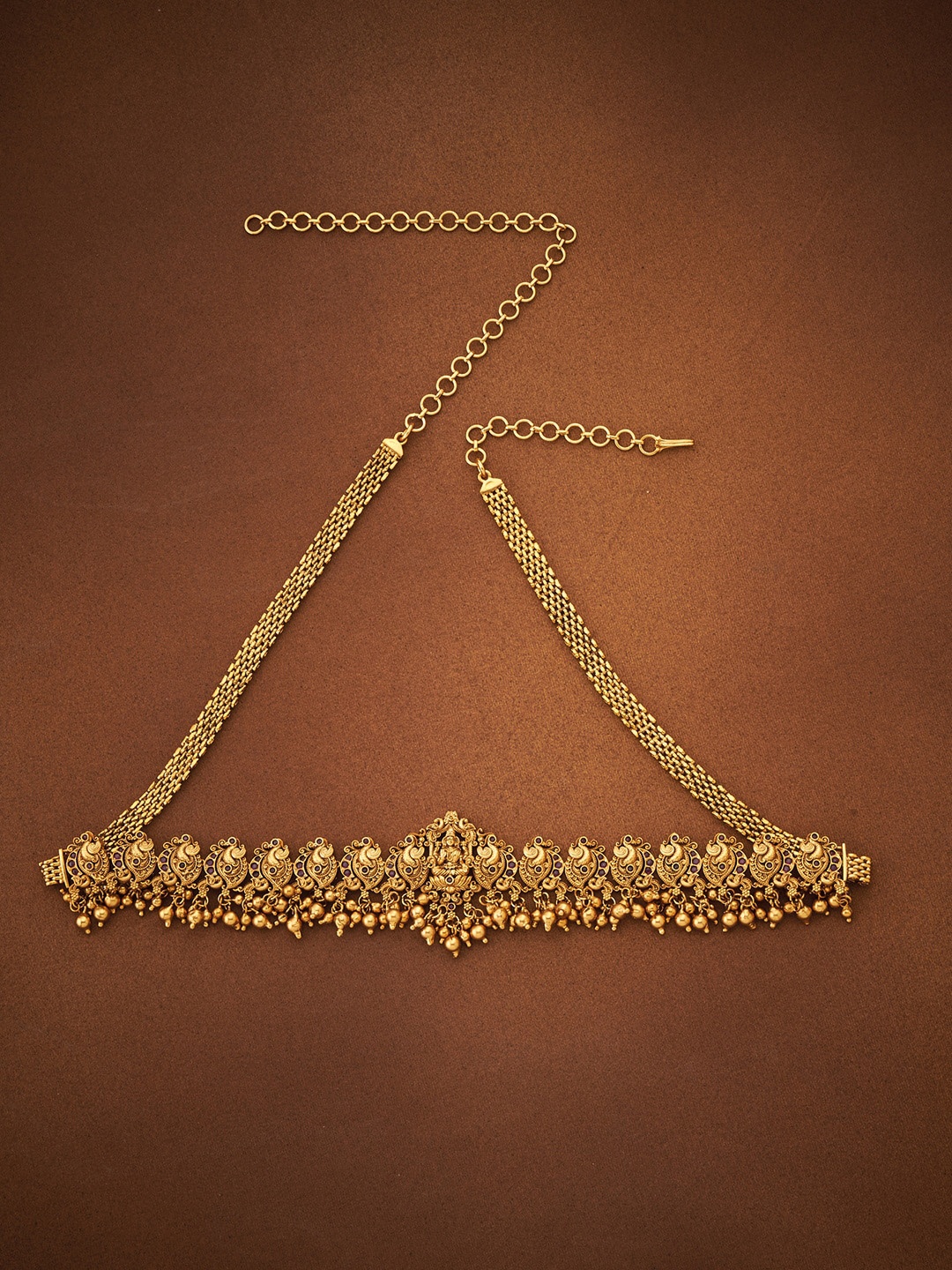 

Kushal's Fashion Jewellery Gold-Toned & Red CZ-Studded & Beaded Kamarbandh