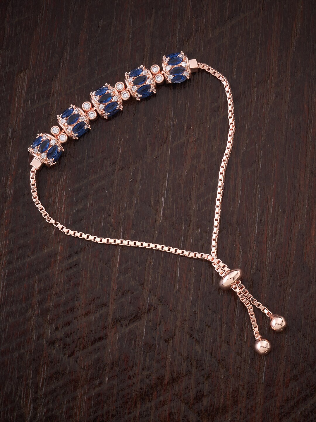 

Kushal's Fashion Jewellery Women Rose Gold & Blue Rose Gold-Plated Wraparound Bracelet