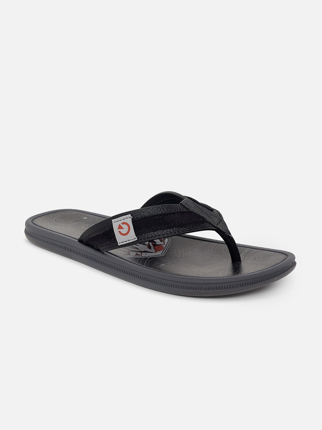 

CARTAGO Men Grey & Black Printed Thong Flip-Flops