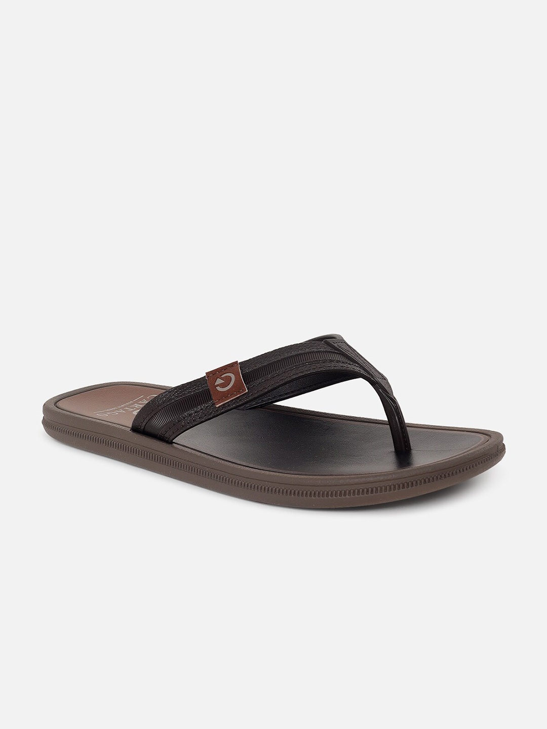 

CARTAGO Men Brown & Black Printed Thong Flip-Flops