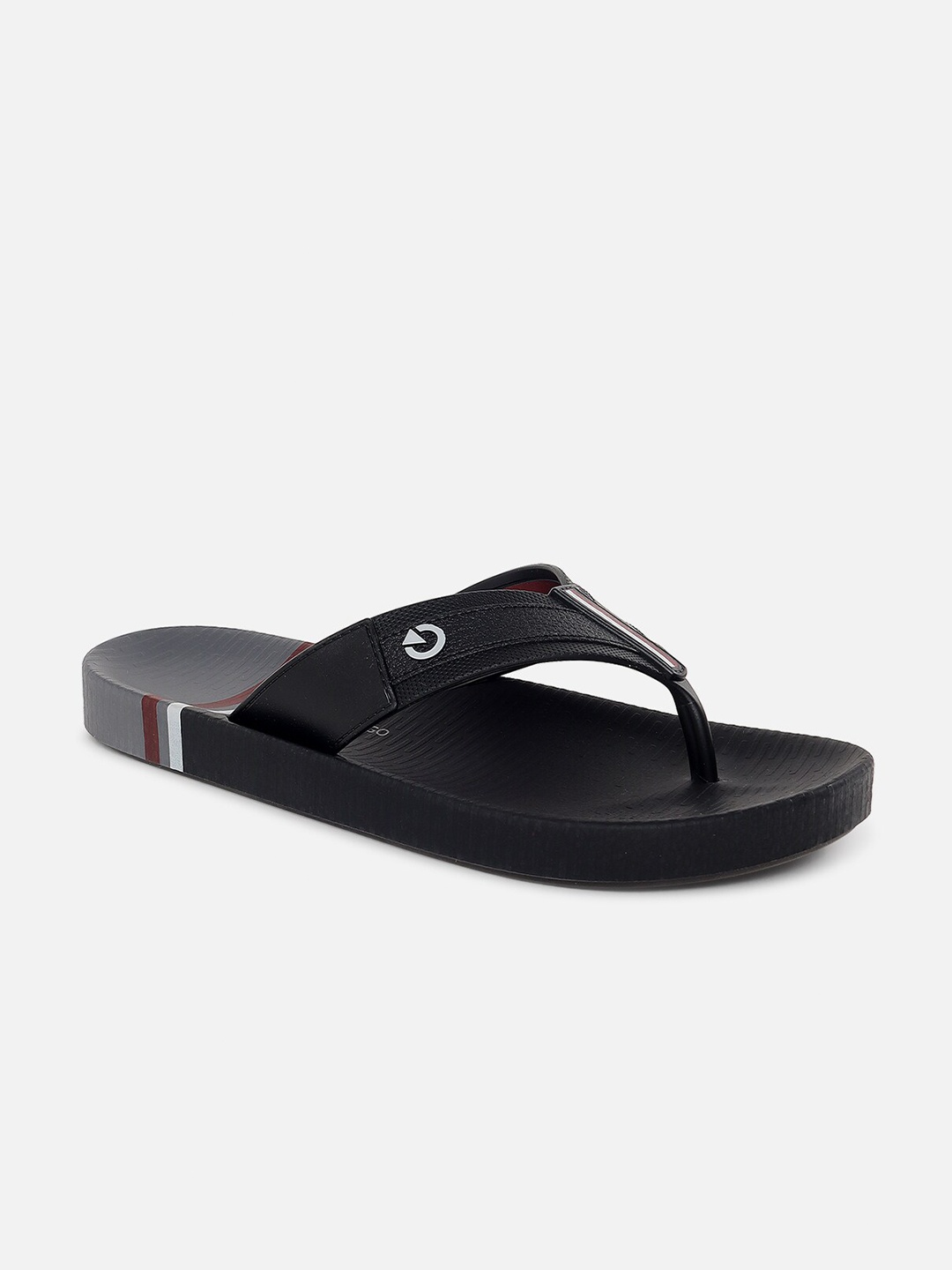 CARTAGO Men Black & White Printed Thong Flip-Flops