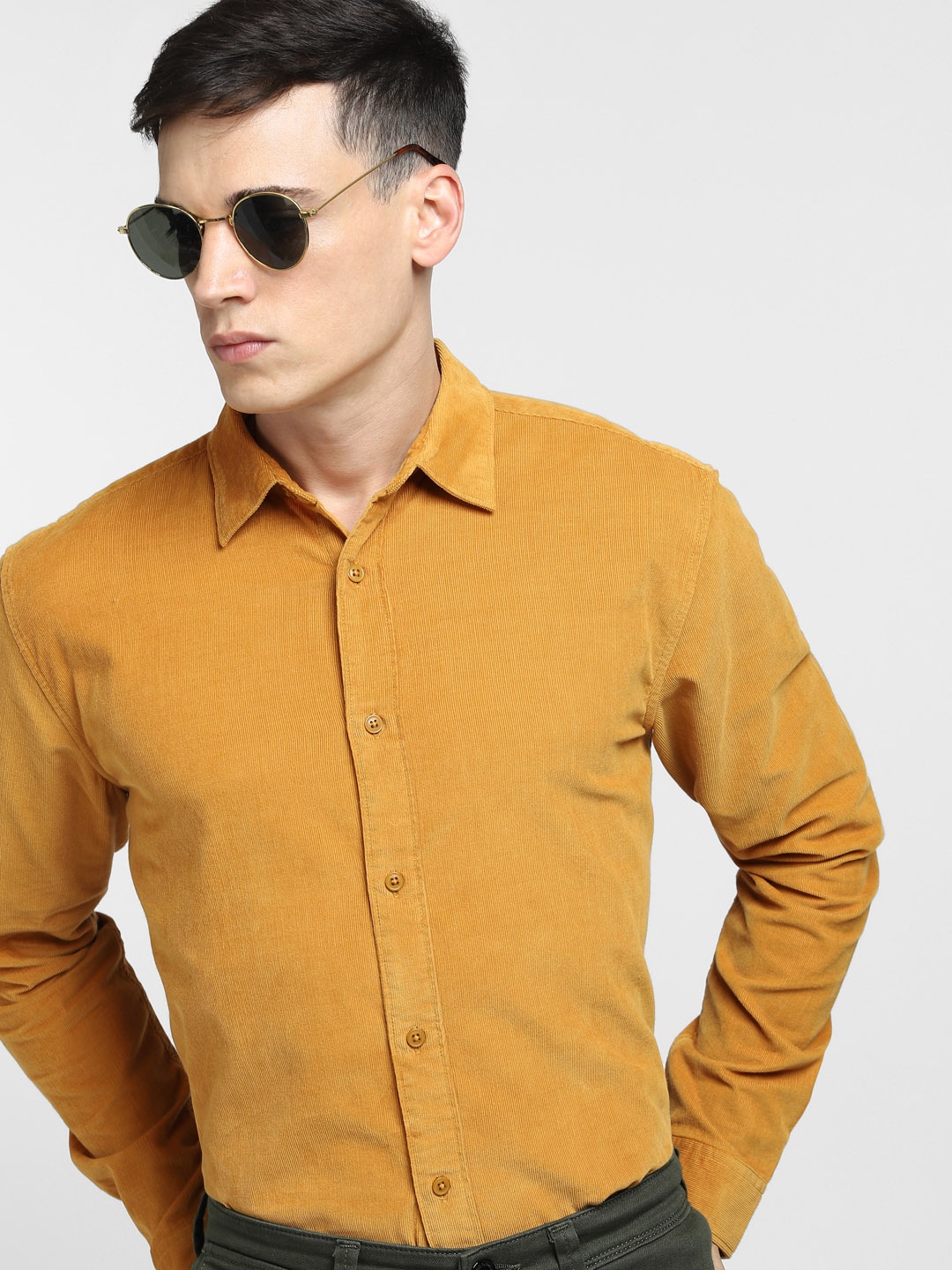 

Jack & Jones Men Mustard Cotton Casual Shirt