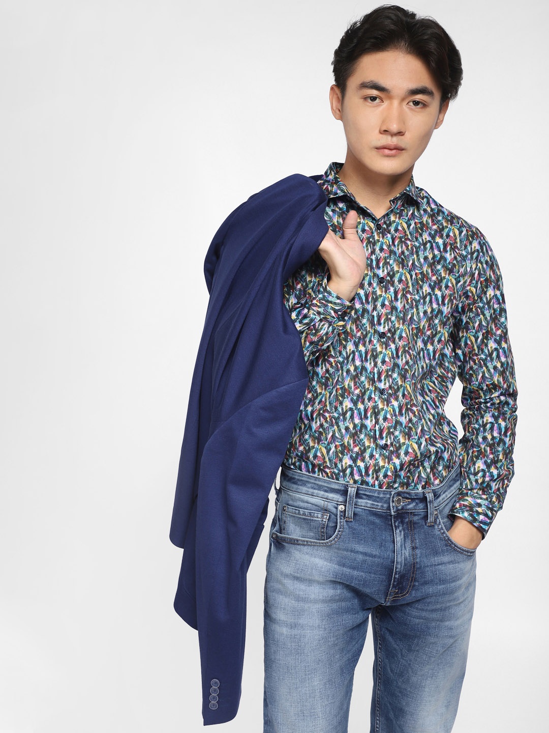 

Jack & Jones Men Black Slim Fit Printed Cotton Casual Shirt