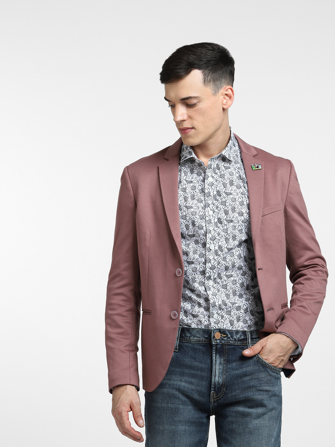 

Jack & Jones Men Black Slim Fit Floral Printed Cotton Casual Shirt