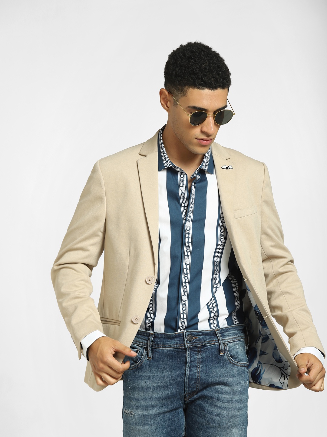

Jack & Jones Men Blue Slim Fit Printed Cotton Casual Shirt