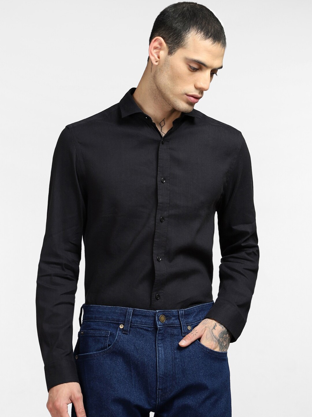 

Jack & Jones Men Black Slim Fit Casual Shirt