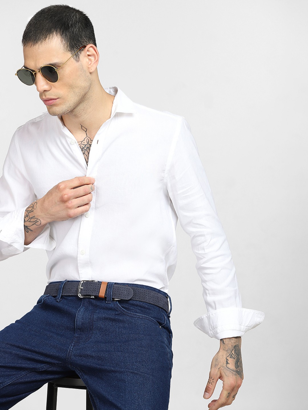 

Jack & Jones Men Off White Slim Fit Casual Shirt