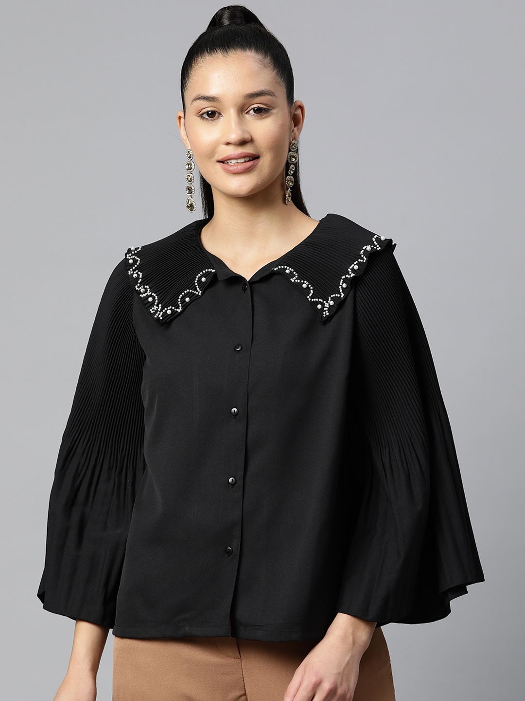 

plusS Black Shirt Style Top