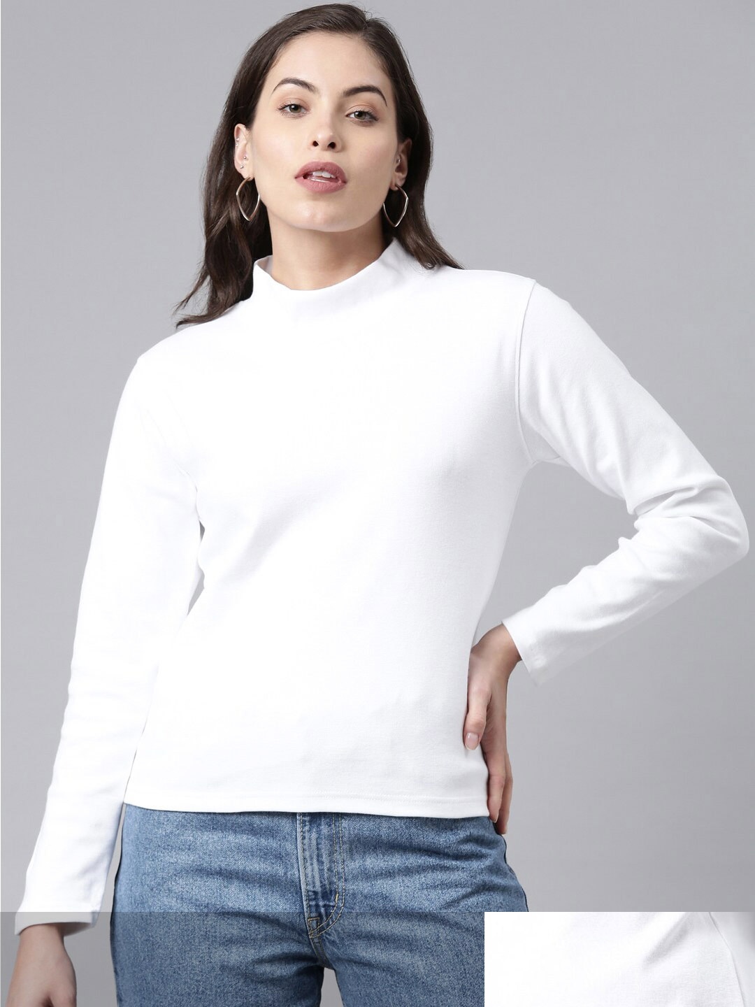 

Kryptic Women Pack Of 2 White High Neck Cotton T-shirt