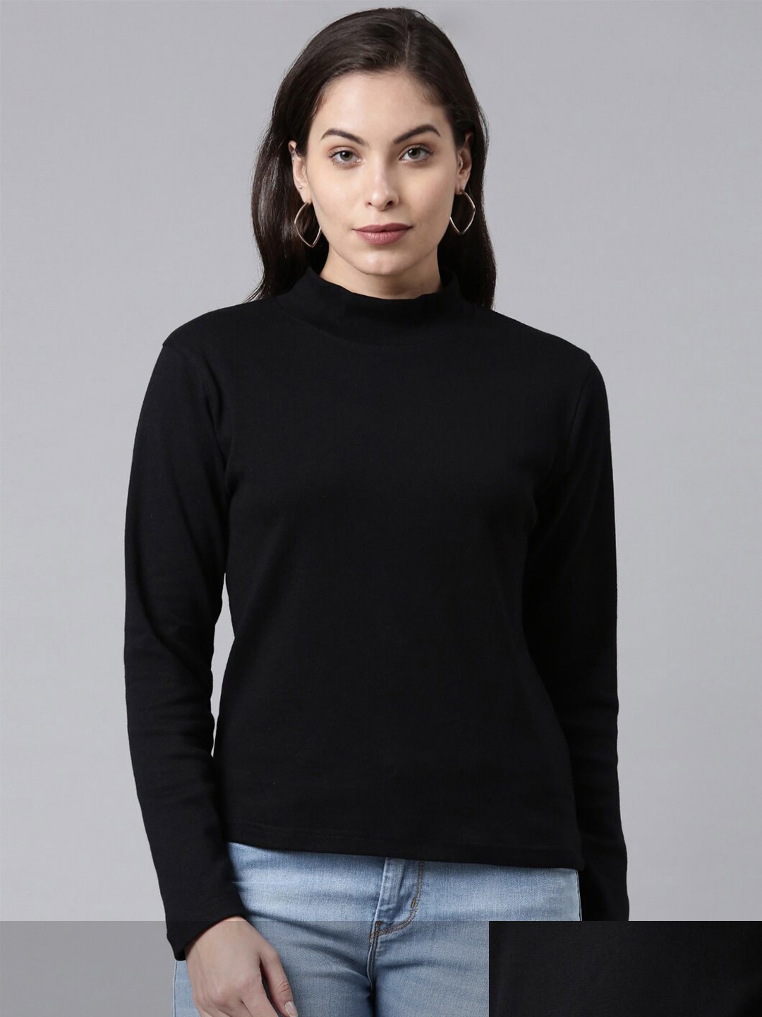 

Kryptic Women Pack Of 2 Black High Neck Cotton T-shirt