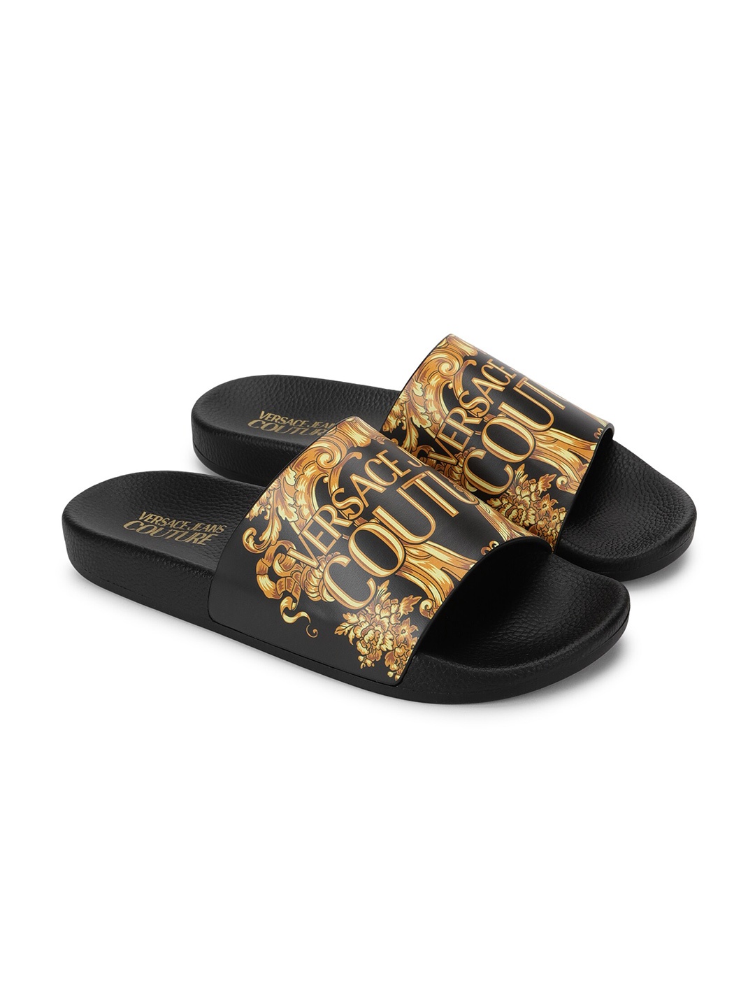 

Versace Jeans Couture Men Black & Brown Printed Sliders