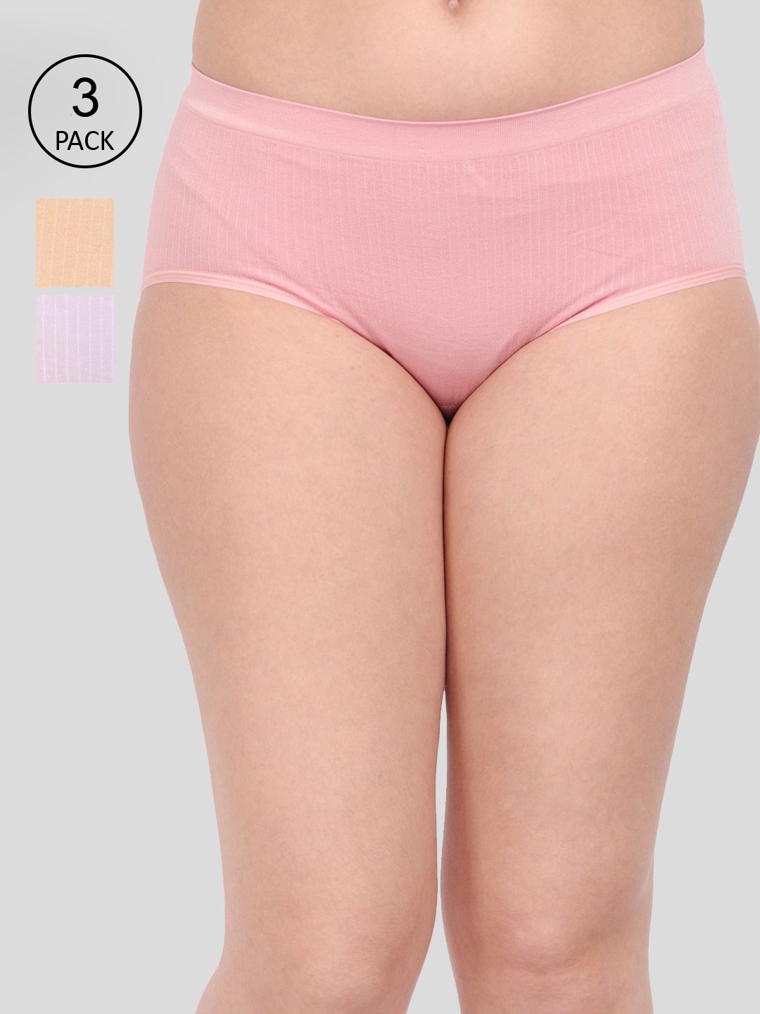

Amour Secret Women Pack Of 3 Striped Anti-Microbial Hipster Briefs P1935_Pnk_Prl_Skn, Pink