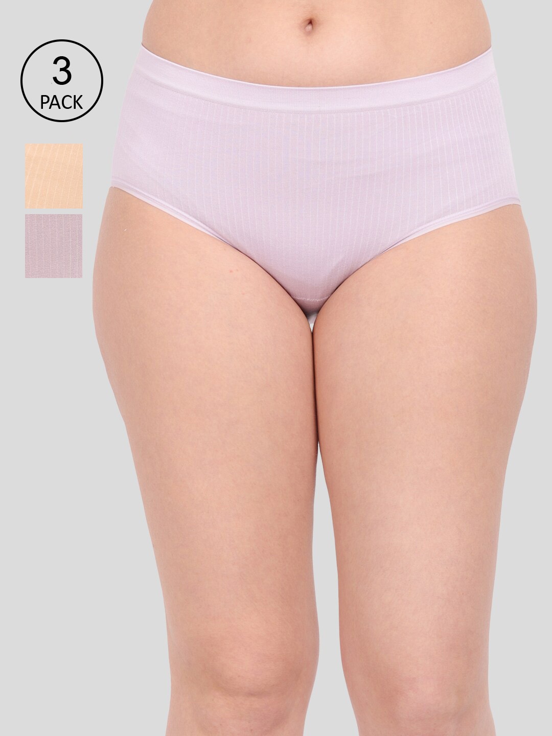 

Amour Secret Women Pack Of 3 Anti-Microbial Seamless Hipster Briefs P1935_Prl_Rbn_Skn, Purple