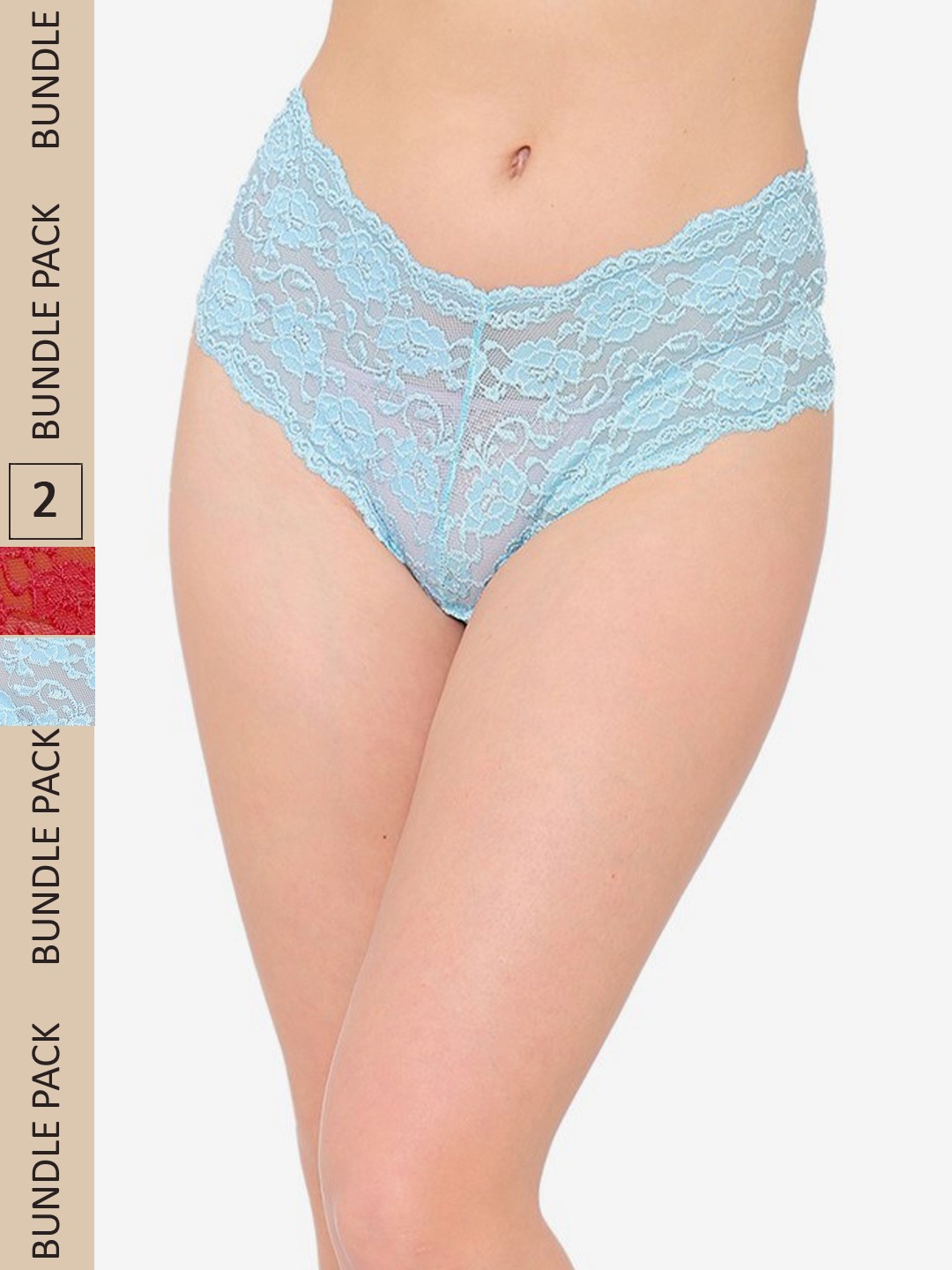 

N-Gal Women Blue & Red Pack Of 2 Floral Boy Shorts Briefs