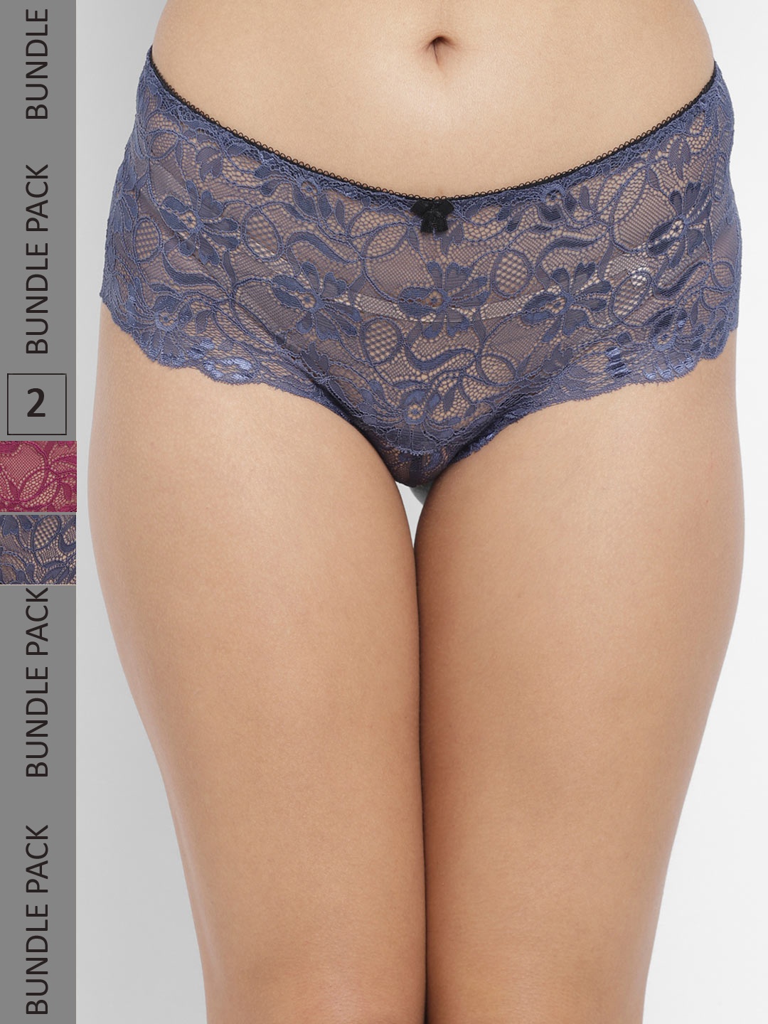 

N-Gal Women Navy Blue & Purple Pack Of 2 Self Design Boy Shorts Briefs