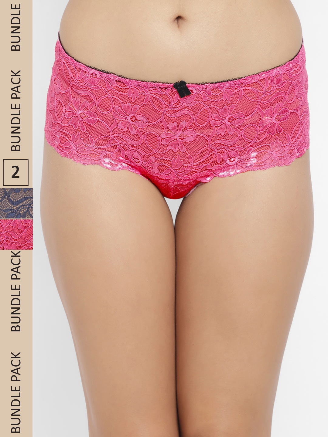 

N-Gal Women Pink Pack Of 2 Lace Boyshorts Briefs