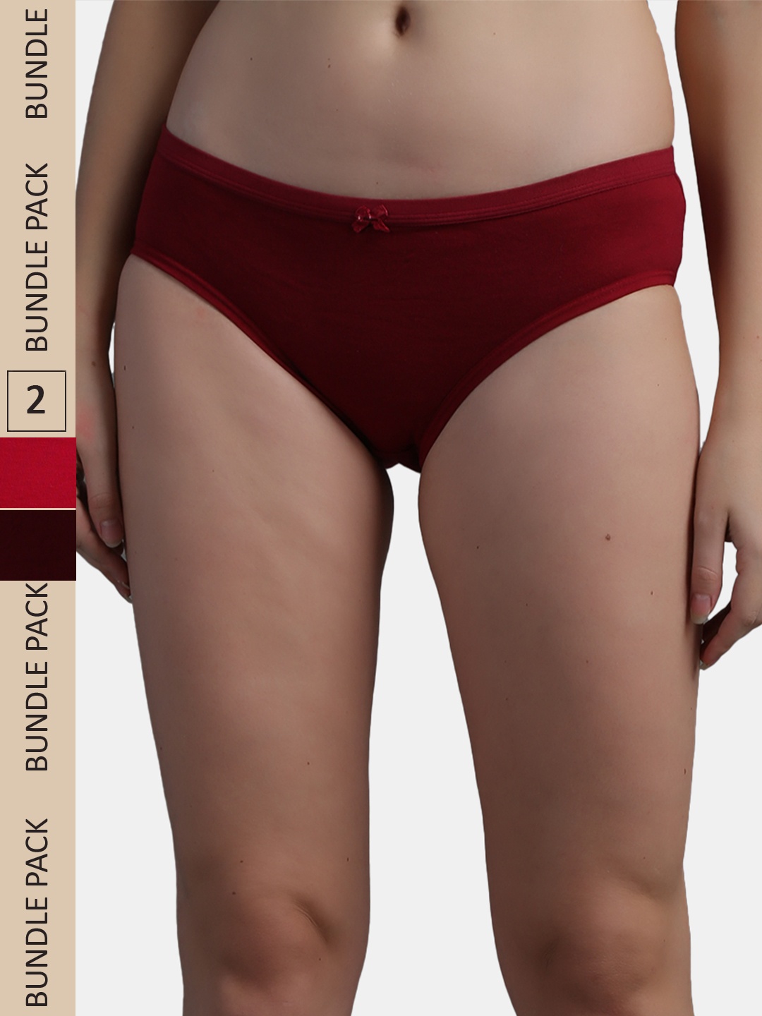 

N-Gal Women Pink & Maroon Pack Of 2 Solid Hipster Briefs