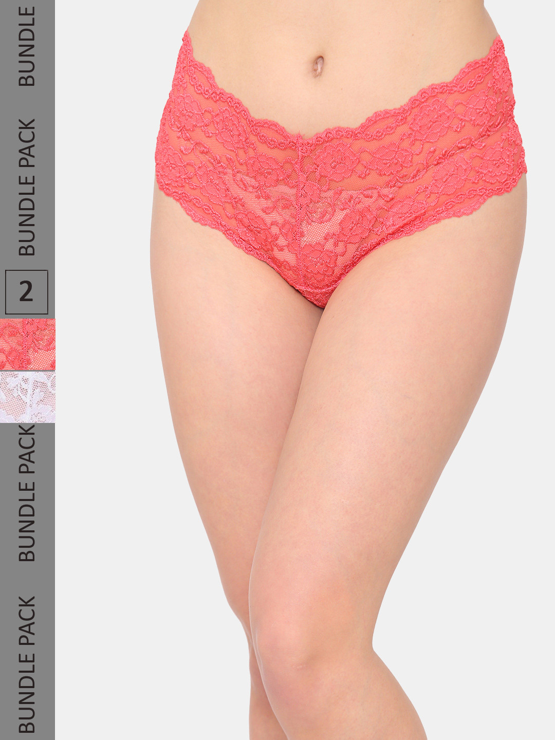 

N-Gal Women Pack Of 2 Floral Lace Hipster Briefs, Pink