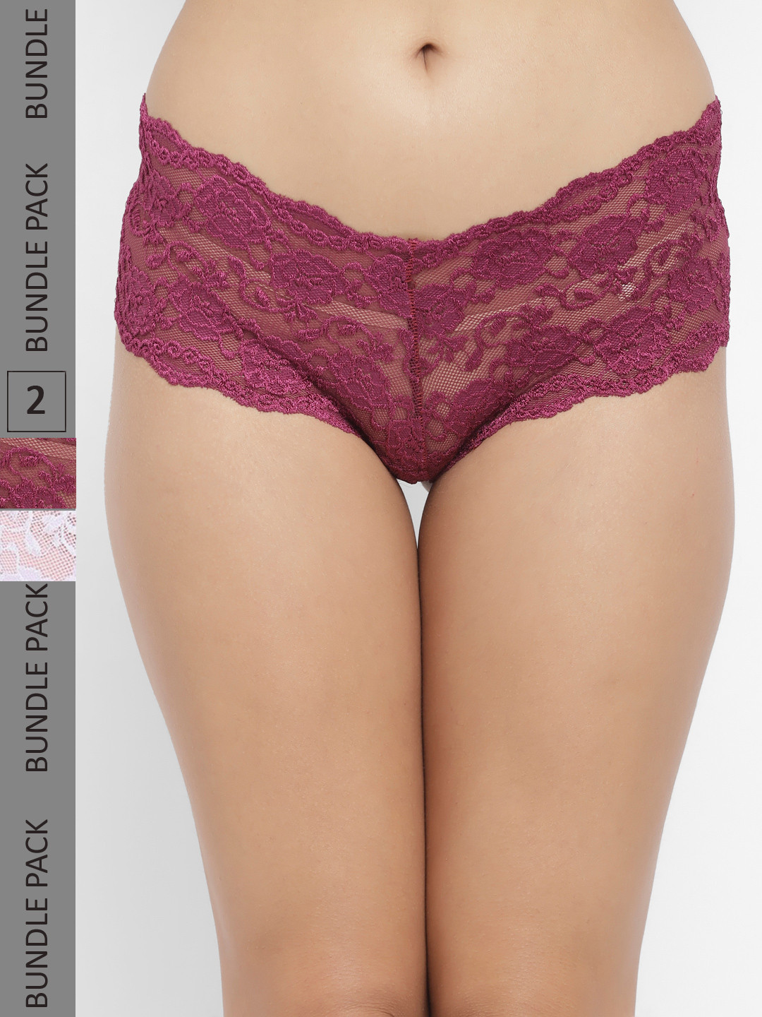 

N-Gal Women Pack Of 2 Self-Design Boy Shorts, Purple