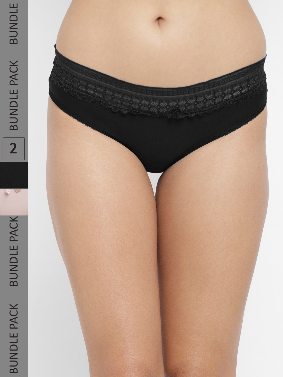 

N-Gal Women Black & Beige Pack Of 2 Solid Hipster Briefs