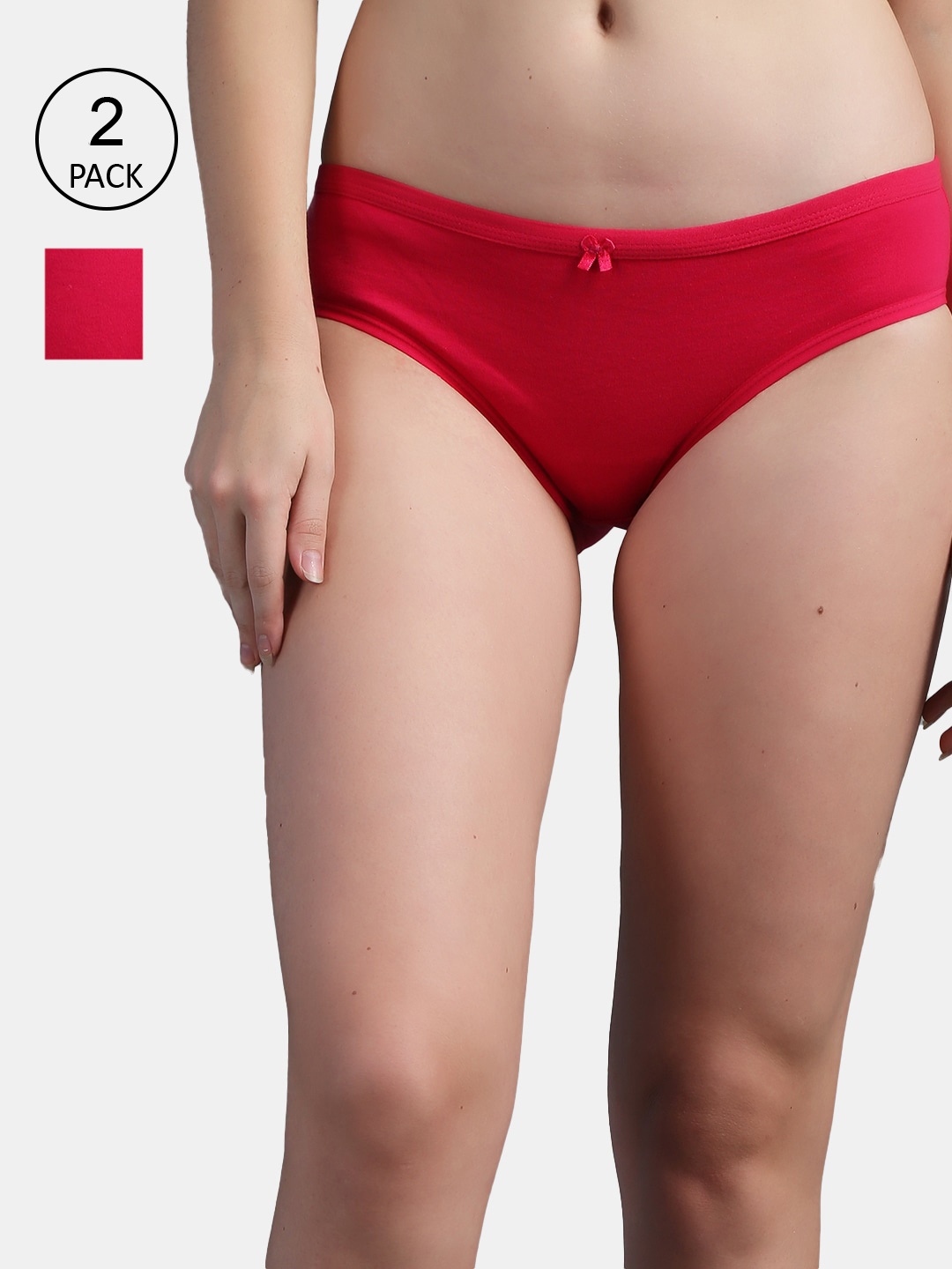 N-Gal Women Pack Of 2 Solid Briefs, Pink