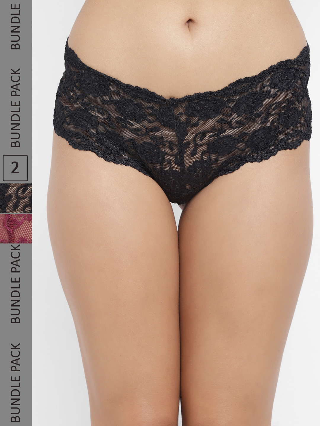 

N-Gal Women Pack Of 2 Lace Boy Shorts, Black