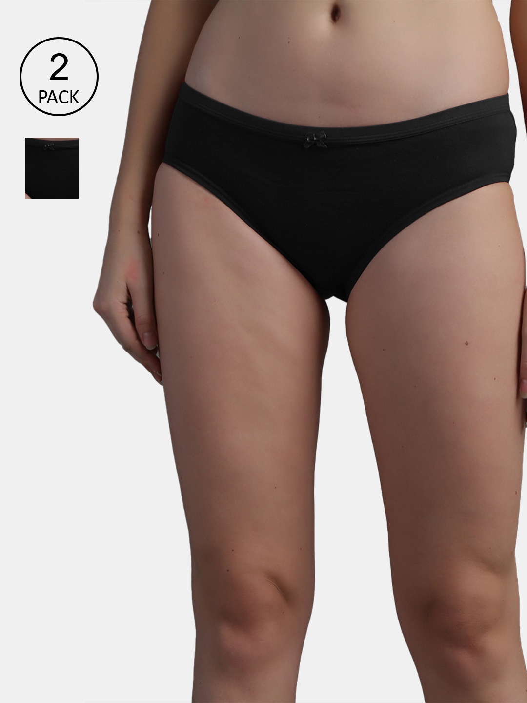 

N-Gal Women Pack Of 2 Solid Hipster Briefs, Black