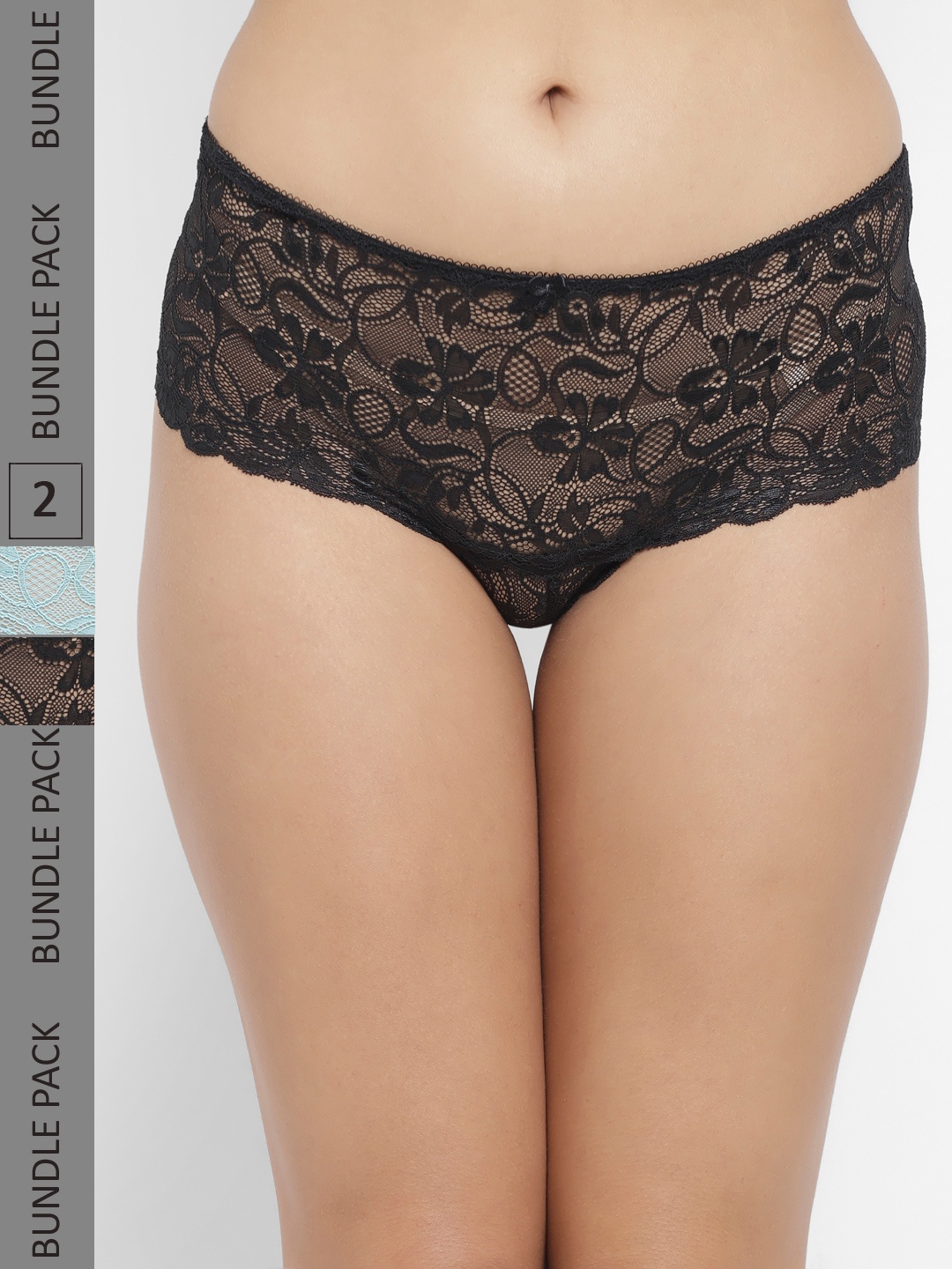 

N-Gal Women Pack Of 2 Lace Boy Shorts, Black