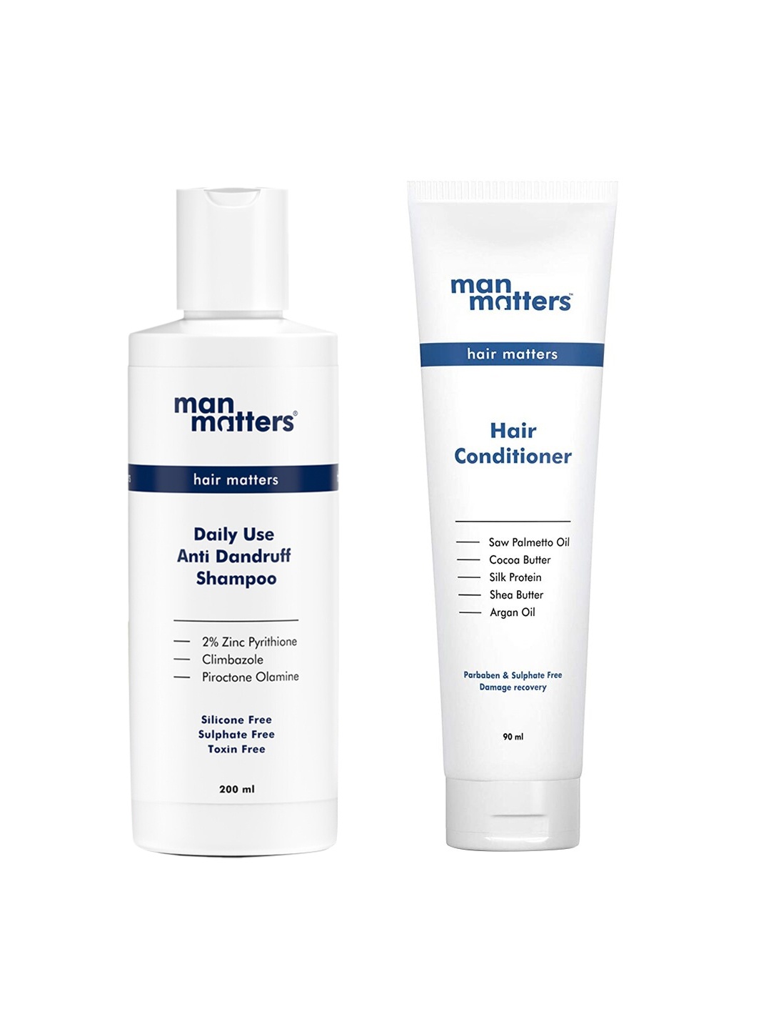 

Man Matters Set of Anti-Dandruff Shampoo 200ml & Hair Conditioner 90ml, White