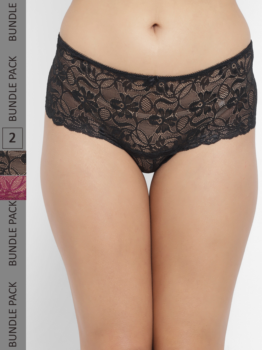 

N-Gal Women Pack Of 2 Lace Boy Shorts, Black