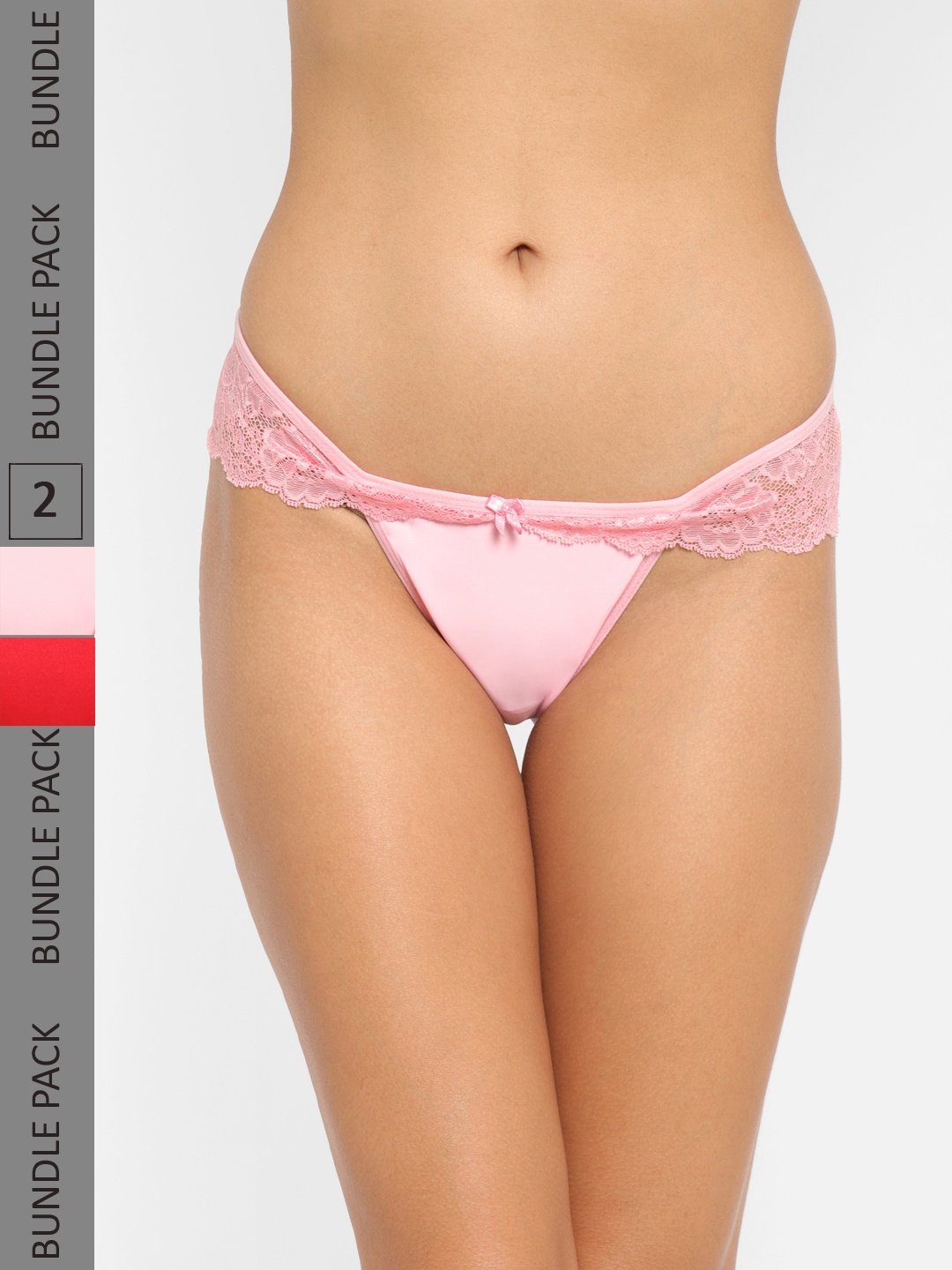 

N-Gal Women Pack Of 2 Solid Thongs Briefs, Pink