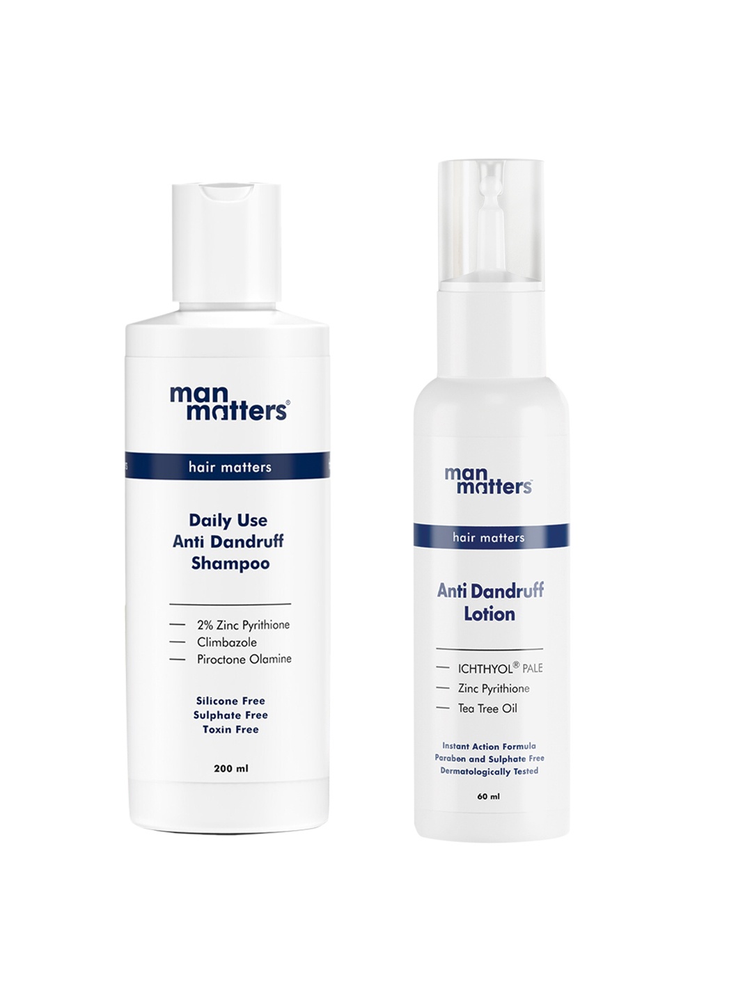 

Man Matters Set of Anti-Dandruff Shampoo 200ml & Hair Lotion 60ml, White
