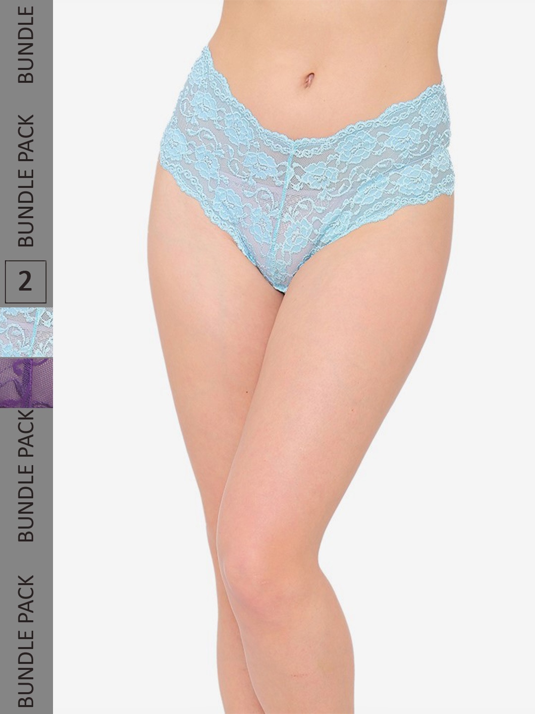 

N-Gal Women Blue & Violet Pack Of 2 Self-Design Boy Shorts